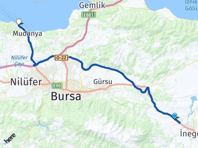 Yeniceköy Budo Bursa Deniz Otobüsleri Arası Kaç Km - Yol Tarifi