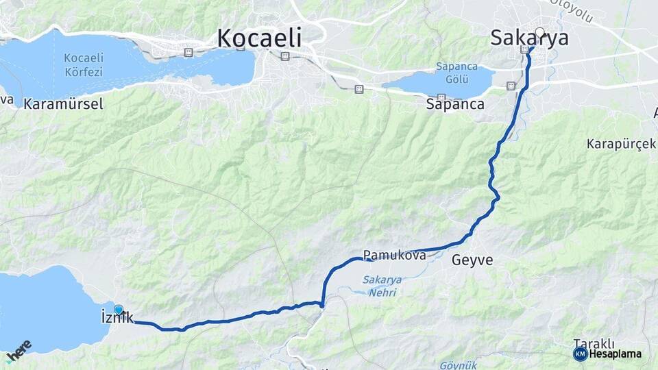 Bursa İznik Adapazarı Sakarya Arası Kaç Km - Yol Haritası