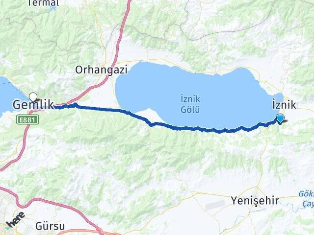 Dırazali Gemlik İDO Feribot İskelesi Arası Kaç Km - Yol Tarifi