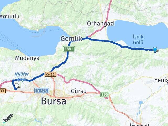Göllüce Bursa Uludağ Üniversitesi Arası Kaç Km - Yol Tarifi