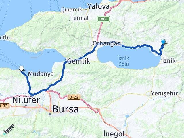 İnikli Budo Bursa Deniz Otobüsleri Arası Kaç Km - Yol Tarifi