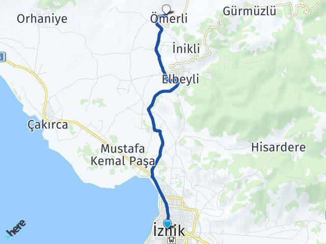 Bursa İznik Ömerli İznik Arası Kaç Km - Yol Haritası