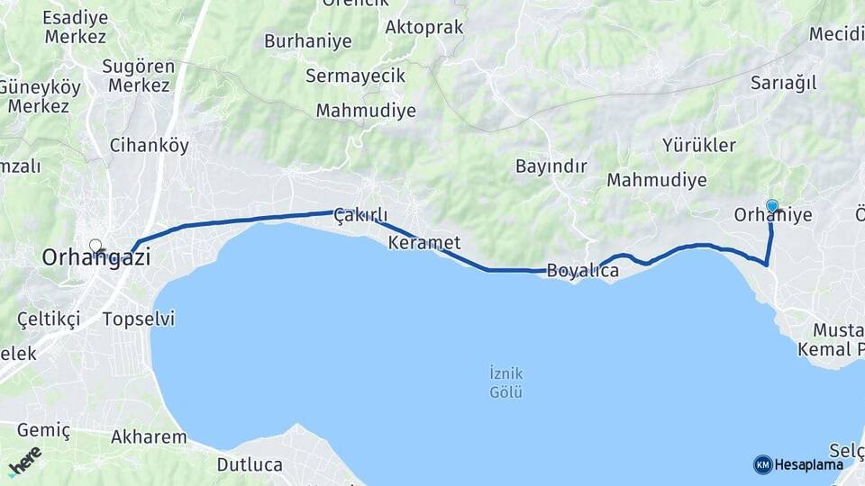 Orhaniye Orhangazi Arası Kaç Km - Yol Tarifi