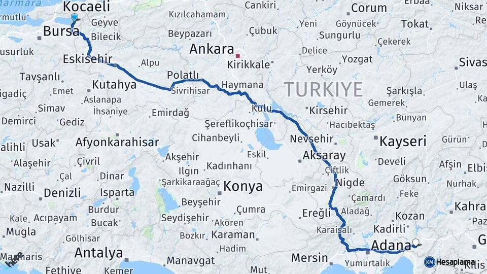 Bursa İznik Osmaniye Arası Kaç Km - Yol Haritası