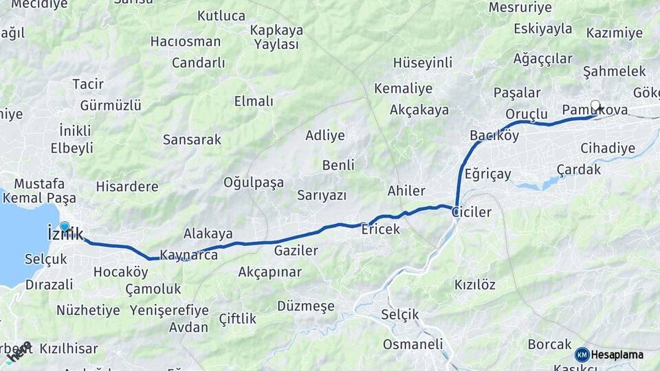 Bursa İznik Pamukova Sakarya Arası Kaç Km - Yol Haritası