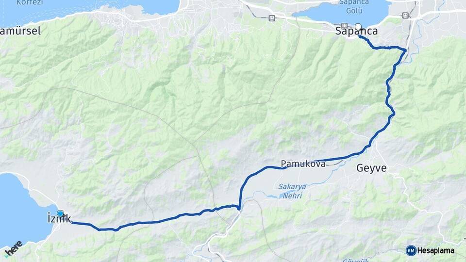 Bursa İznik Sapanca Sakarya Arası Kaç Km - Yol Haritası