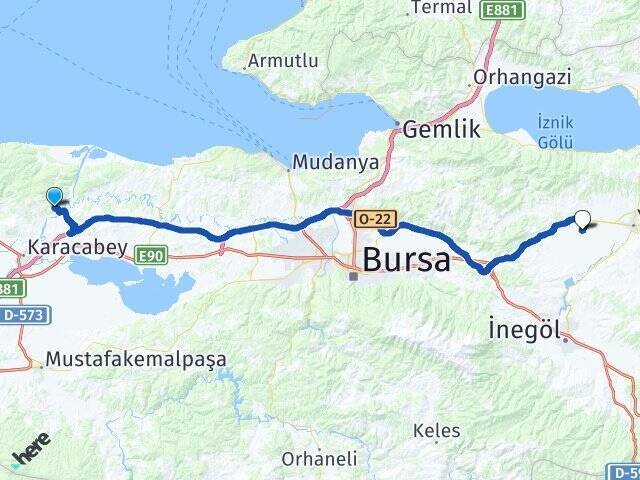 Akçasusurluk Yenişehir Havalimanı Arası Kaç Km - Yol Tarifi
