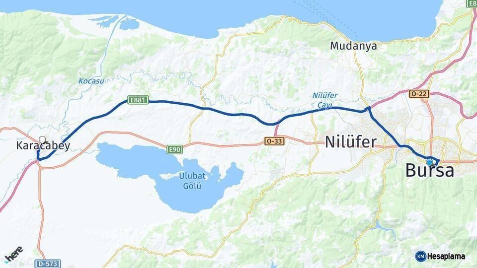 Bursa Karacabey Arası Kaç Km - Yol Haritası