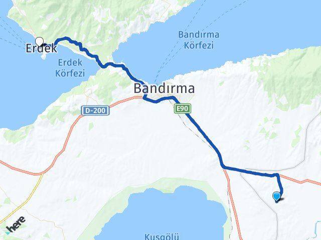 Bursa Karacabey Danişment Erdek Balıkesir Arası Kaç Km - Yol Haritası