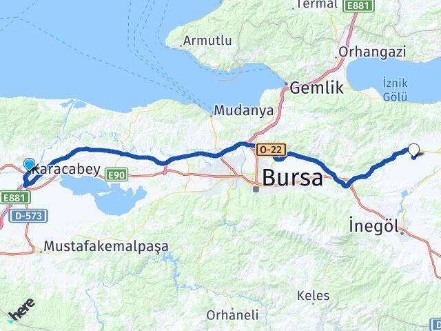 Hüdavendigar Yenişehir Havalimanı Arası Kaç Km - Yol Tarifi