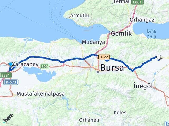 Karacaahmet Yenişehir Havalimanı Arası Kaç Km - Yol Tarifi