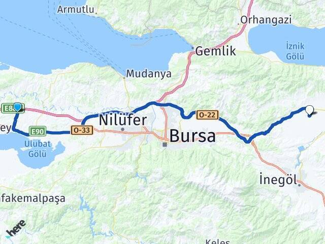 Karakoca Yenişehir Havalimanı Arası Kaç Km - Yol Tarifi