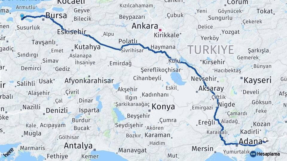 Bursa Karacabey Osmaniye Arası Kaç Km - Yol Haritası