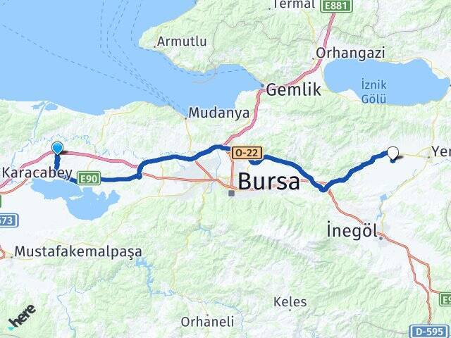 Subaşı Yenişehir Havalimanı Arası Kaç Km - Yol Tarifi