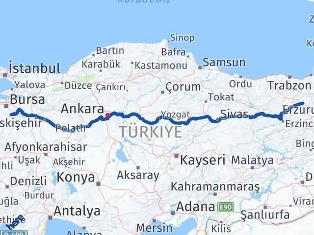 Bursa Keles Bayburt Arası Kaç Km - Yol Haritası