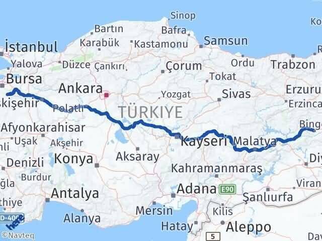 Bursa Keles Bingöl Arası Kaç Km - Yol Haritası