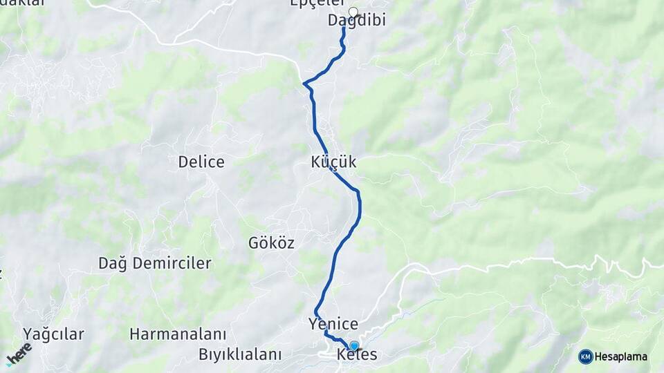 Bursa Keles Dağdibi Keles Arası Kaç Km - Yol Haritası