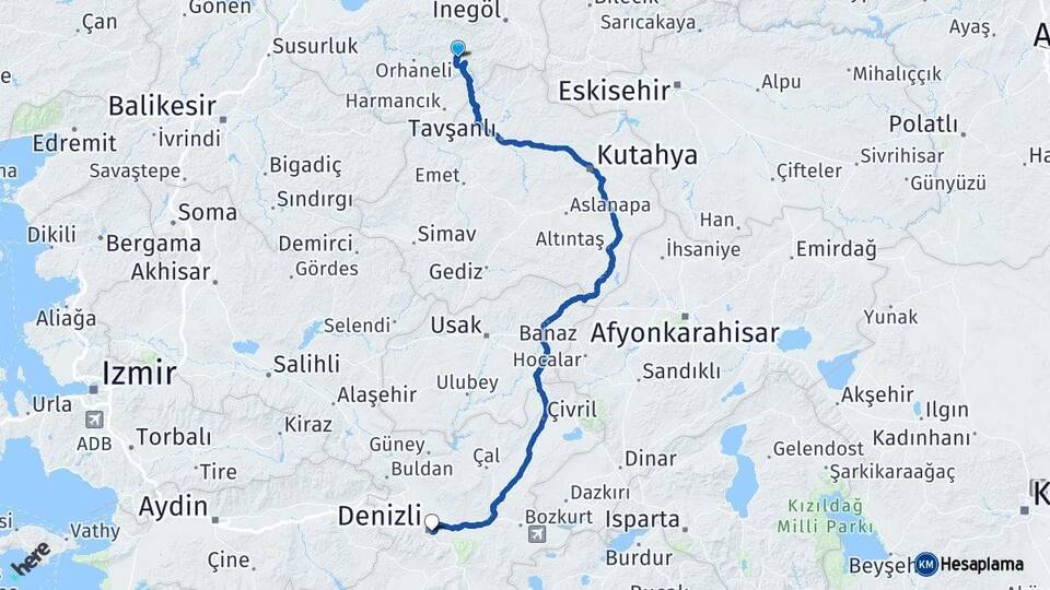 Bursa Keles Denizli Arası Kaç Km - Yol Haritası