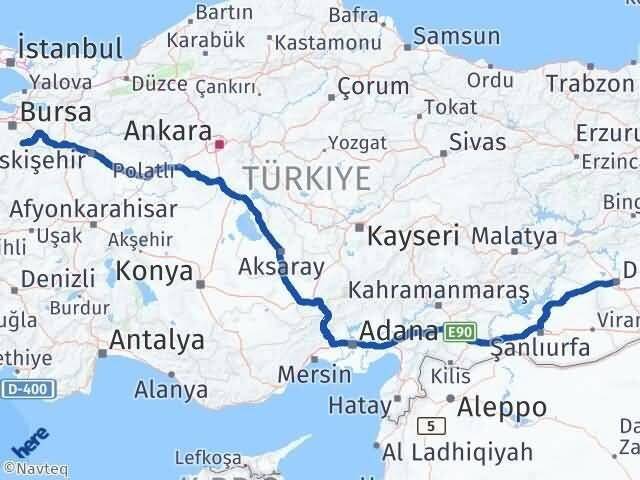 Bursa Keles Diyarbakır Arası Kaç Km - Yol Haritası