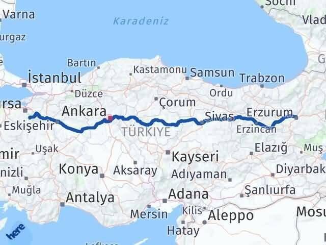 Bursa Keles Erzurum Arası Kaç Km - Yol Haritası