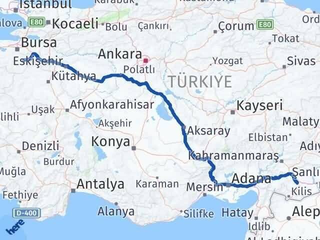Bursa Keles Gaziantep Arası Kaç Km - Yol Haritası