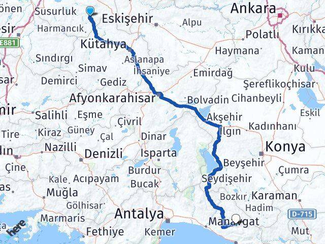 Bursa Keles Gündoğmuş Antalya Arası Kaç Km - Yol Haritası