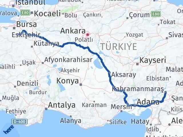 Bursa Keles Kahramanmaraş Arası Kaç Km - Yol Haritası
