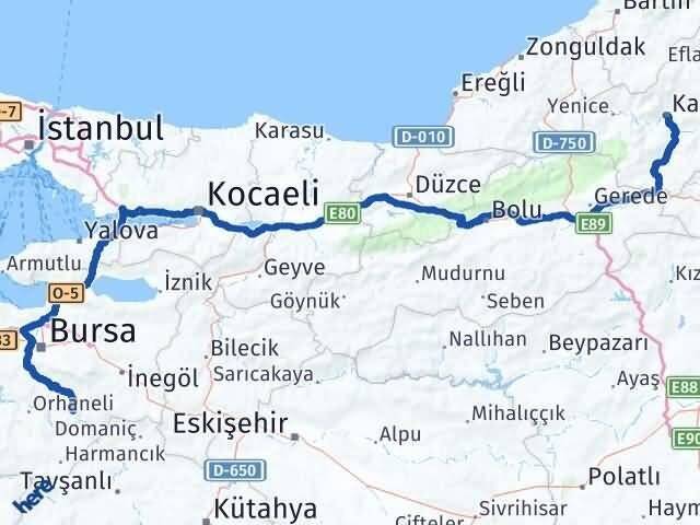 Bursa Keles Karabük Arası Kaç Km - Yol Haritası