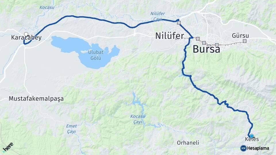 Bursa Keles Karacabey Arası Kaç Km - Yol Haritası