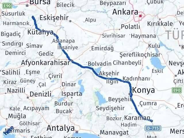 Bursa Keles Karaman Arası Kaç Km - Yol Haritası