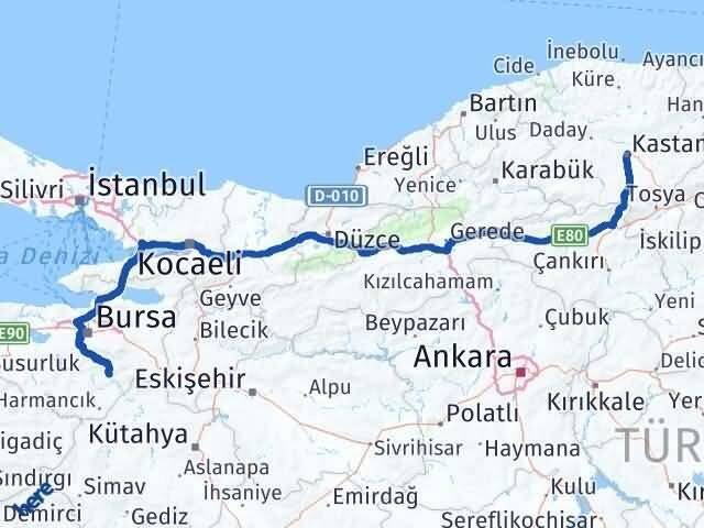 Bursa Keles Kastamonu Arası Kaç Km - Yol Haritası