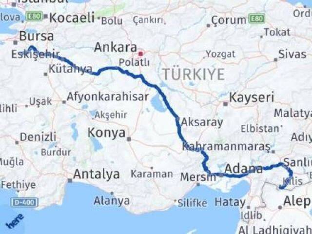 Bursa Keles Kilis Arası Kaç Km - Yol Haritası