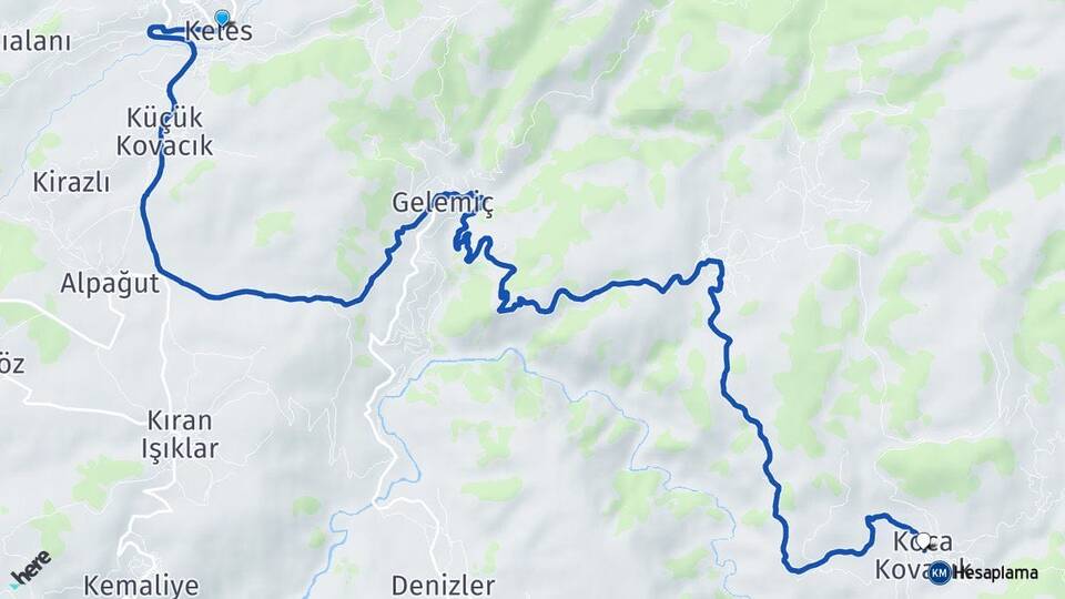 Bursa Keles Koca Kovacık Keles Arası Kaç Km - Yol Haritası