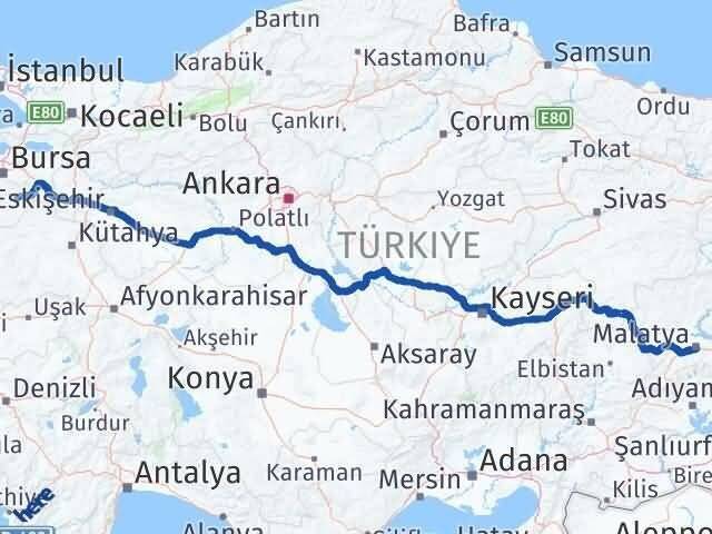 Bursa Keles Malatya Arası Kaç Km - Yol Haritası
