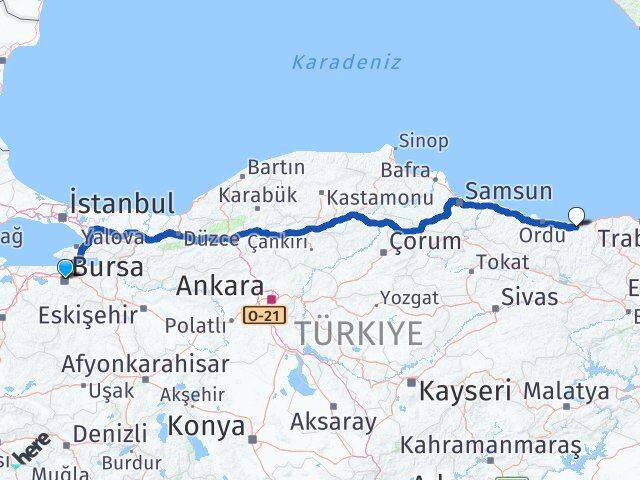 Bursa Keşap Giresun Arası Kaç Km - Yol Haritası