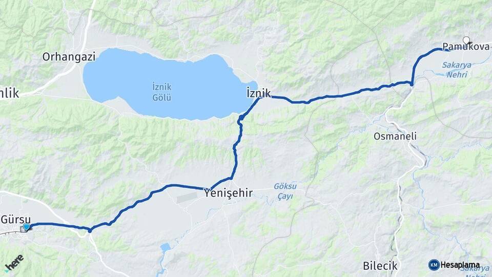 Bursa Kestel Pamukova Sakarya Arası Kaç Km - Yol Haritası