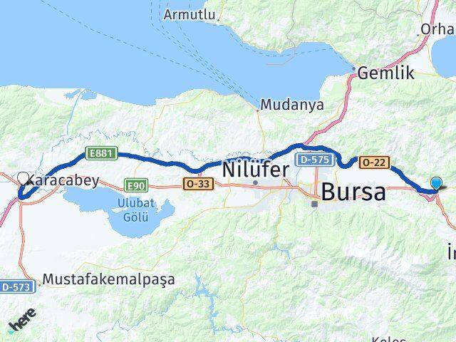 Bursa Kestel Turanköy Karacabey Arası Kaç Km - Yol Haritası