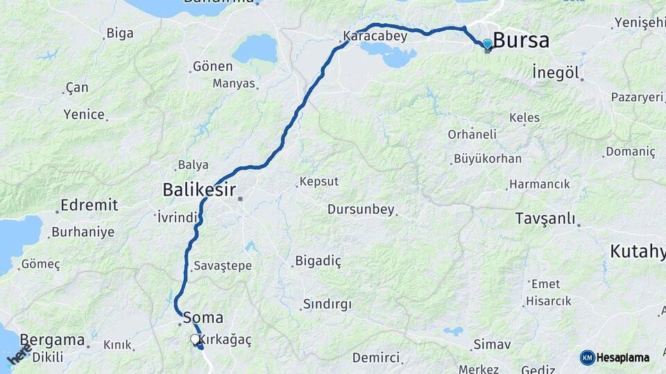 Bursa Kırkağaç Manisa Arası Kaç Km - Yol Haritası