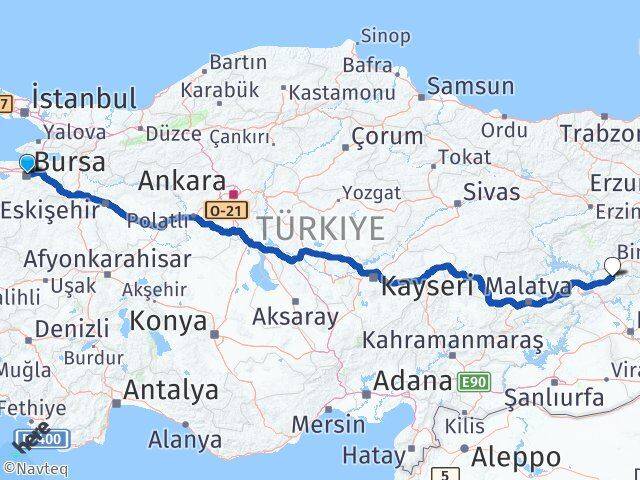 Bursa Kovancılar Elazığ Arası Kaç Km - Yol Haritası