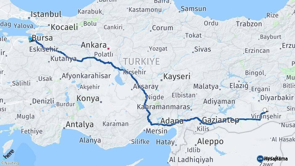 Bursa Mazıdağı Mardin Arası Kaç Km - Yol Haritası