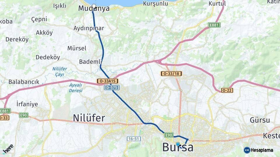 Bursa Mudanya Arası Kaç Km - Yol Haritası