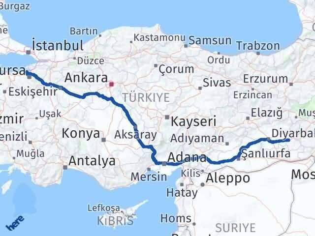 Bursa Mudanya Batman Arası Kaç Km - Yol Haritası