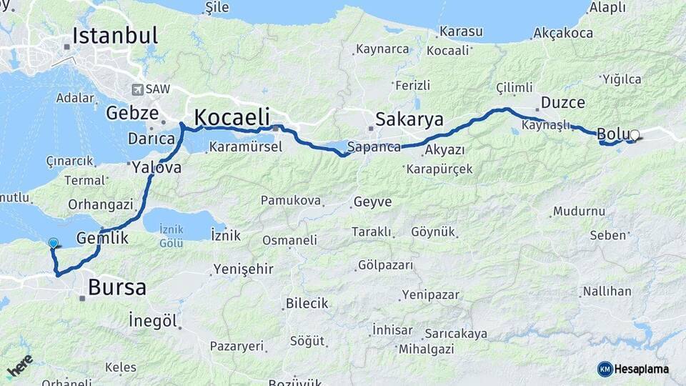 Mudanya Bolu Arası Kaç Km - Yol Tarifi
