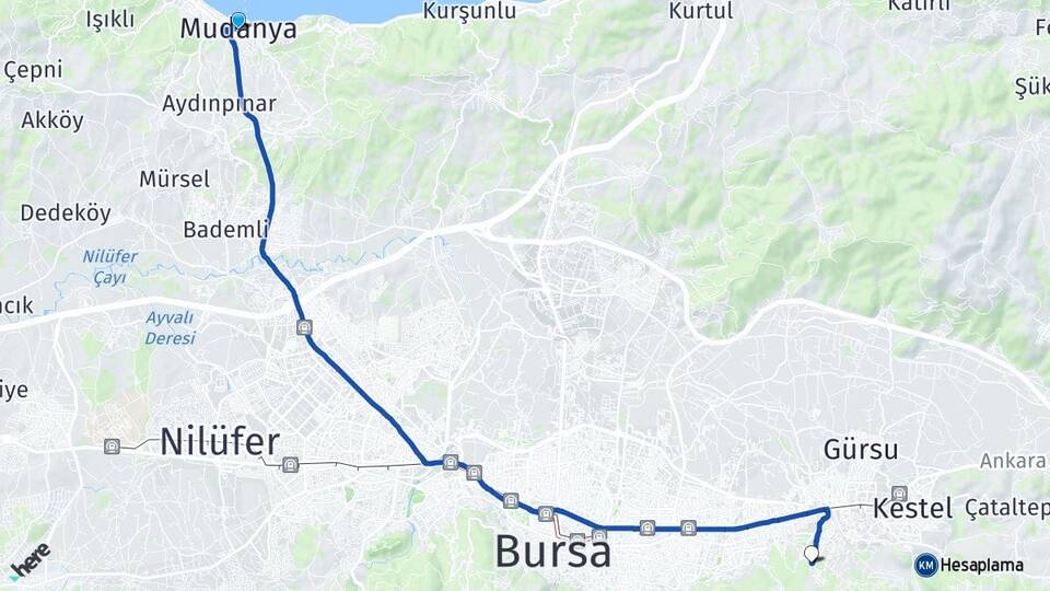Bursa Mudanya Cumalıkızık Yıldırım Arası Kaç Km - Yol Haritası