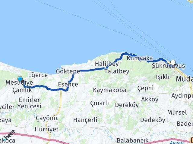 Mesudiye Budo Bursa Deniz Otobüsleri Arası Kaç Km - Yol Tarifi