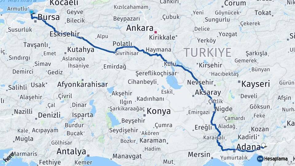 Bursa Mudanya Osmaniye Arası Kaç Km - Yol Haritası