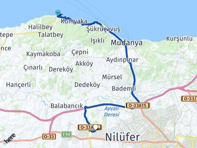 Tirilye Bursa Uludağ Üniversitesi Arası Kaç Km - Yol Tarifi
