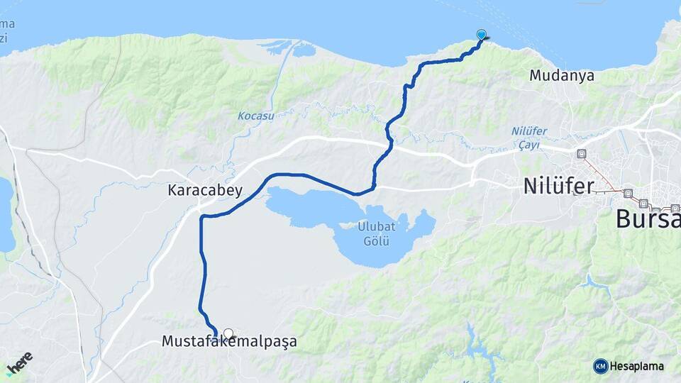 Bursa Mudanya Tirilye Mustafakemalpaşa Arası Kaç Km - Yol Haritası