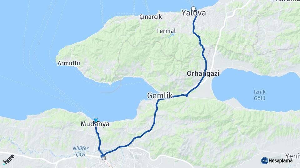 Bursa Mudanya Yalova Arası Kaç Km - Yol Haritası