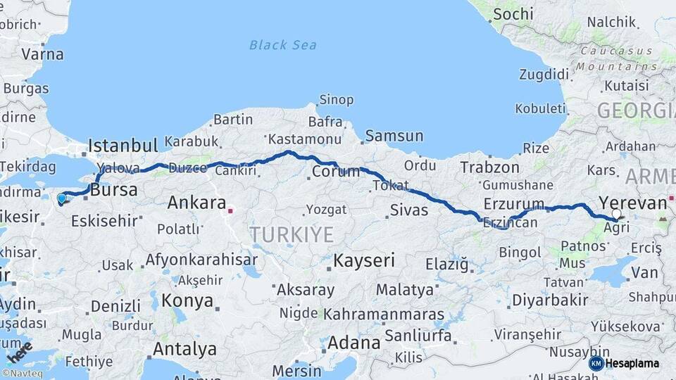 Bursa Mustafakemalpaşa Ağrı Arası Kaç Km - Yol Haritası